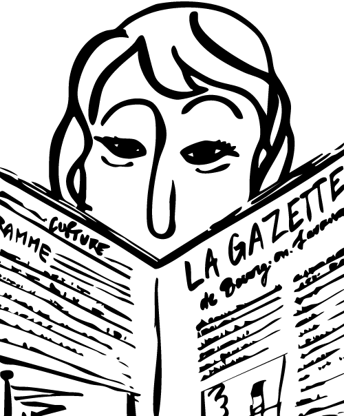 Illustration journaux lecture - Café kiosque Cully - Particules en suspension